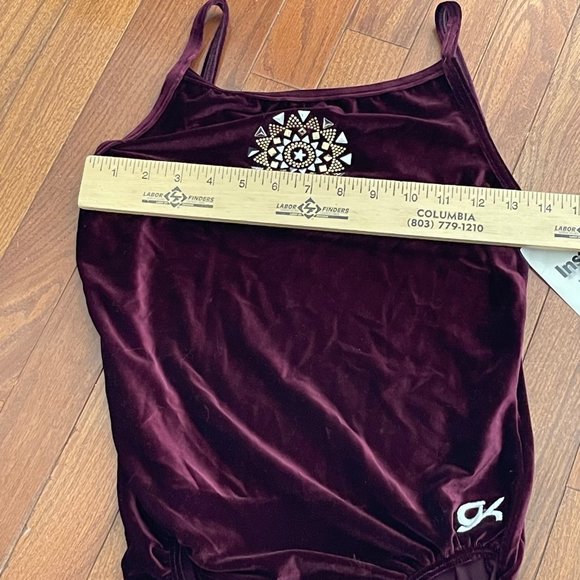 New GK Elite Sportswear Burgundy Velour Gem Dance Ballet Leotard Adult Large - Picture 7 of 15
